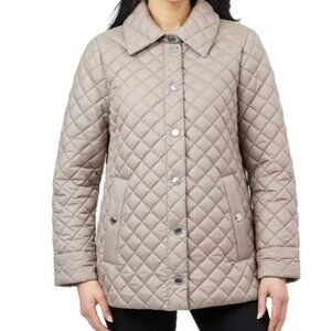 Anne Klein Women's Side Slit Puffer Quilt Jacket Snap Button Tan, M or XL (1032)